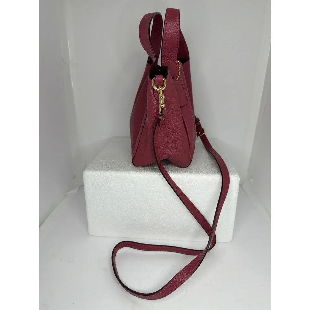 Coach Charlie Carryall 28 Dark Berry Pink Pebbled Leather Handbag 78800
